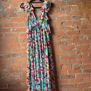 Aqua Multicolor Floral Dress